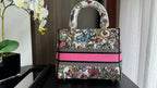 medium lady 24 black pink flower embroidery