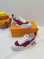 HM  Bouncing sneaker Beige Gray mix Red Fabric with Suede 212285