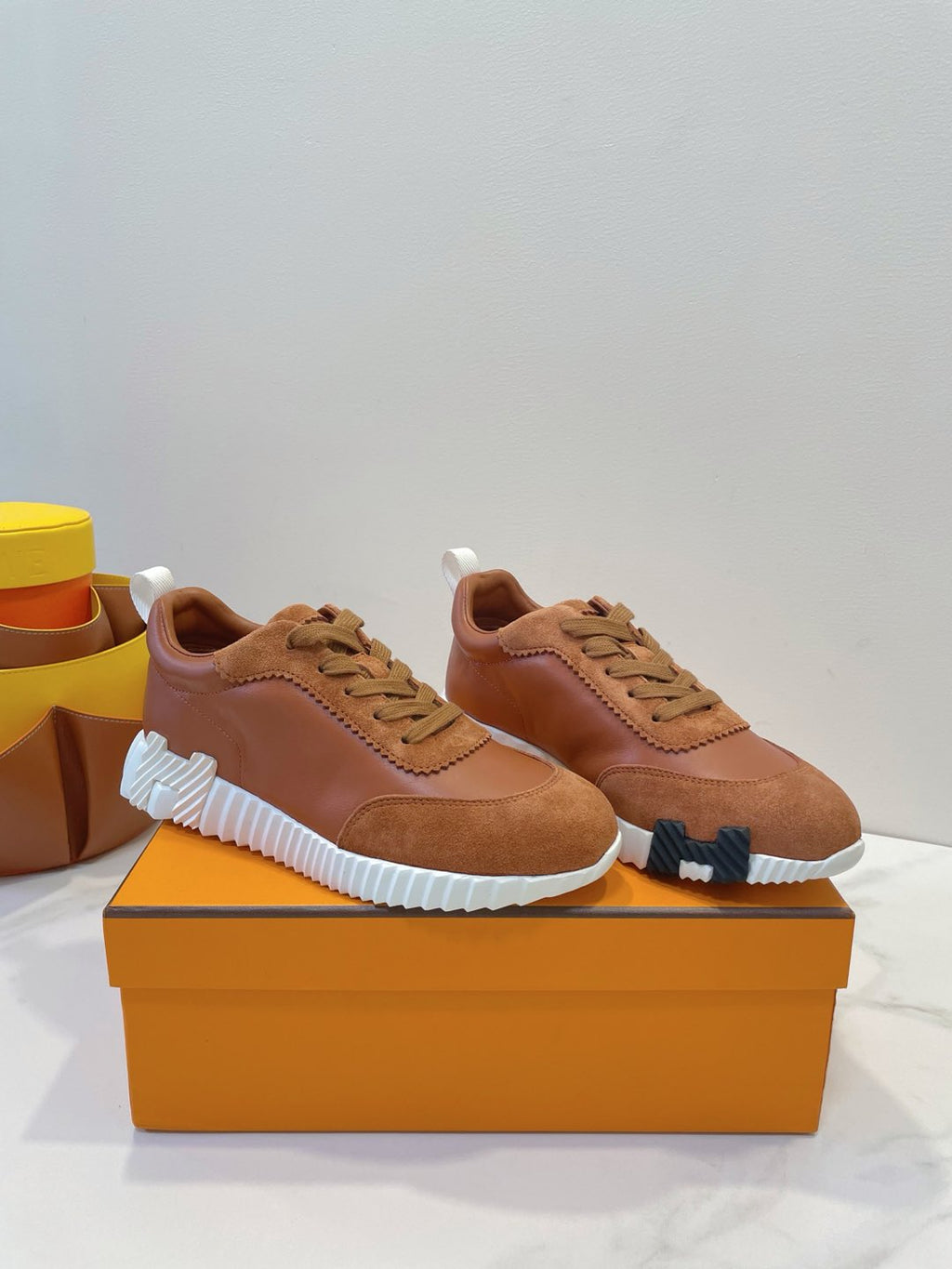 HM  Bouncing sneaker Bronze Brown Calfskin and Suede 212287