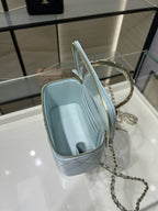 CC 25S Small Vanity 17cm Cloud Blue Grained Calfskin Light Gold Hardware
