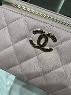 CC 25S Small Vanity 17cm Pink Grained Calfskin Light Gold Hardware