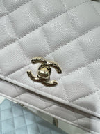 cc 25S Woc Top Handle 19cm White Grained Calfskin Light Gold Hardware