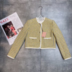 Miumiu 2025 Round Neck Long-sleeved Coat Yellow Wool