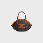 Celine Oval Bag 24cm Triomphe Canvas Brown Calfskin