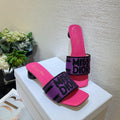 dway heeled slide 35 purple red embroidered cotton