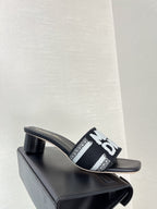 dway heeled slide 35 black embroidered cotton