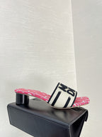 dway heeled slide 35 embroidered cotton red miss cd alllover motif