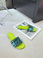 dway slide embroidered blue lime cotton