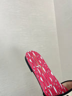 dway slide embroidered cotton red miss cd alllover motif