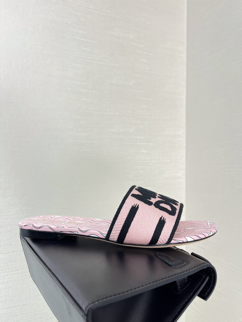dway slide embroidered cotton pink miss cd alllover motif