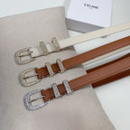 CL 25 MM MARCO BELT WITH STRASS IN BRONZE BROWN CALFSKIN GOLD HARDWARE