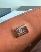 mini flap bag 17 brown lambskin silver hardware