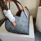 Celine 2025 Heart-Shaped Bag 19cm Black Tan Canvas Calfskin 276287