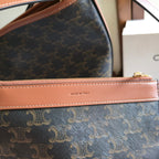 Celine 2025 Soft Shopper Bag Black Tan Canvas Calfskin 276292