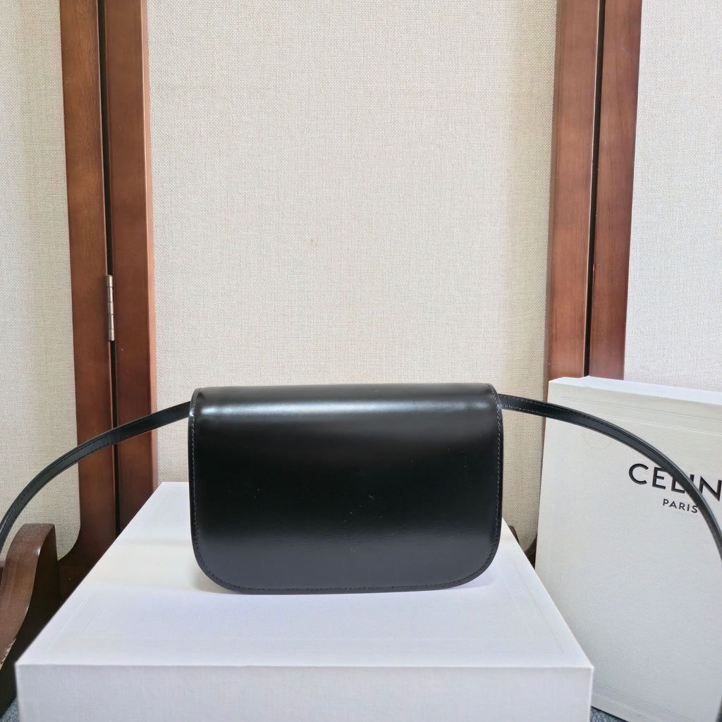 Celine 2025 Duo Wallet On Strap Bag 20cm Black Shinny Calfskin 276323