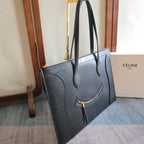 Celine 2026 Flat Cabas New Luggage Bag Black Calfskin 276207