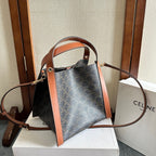 Celine 2025 Cube Bag 21cm Black Tan Canvas Calfskin 276297