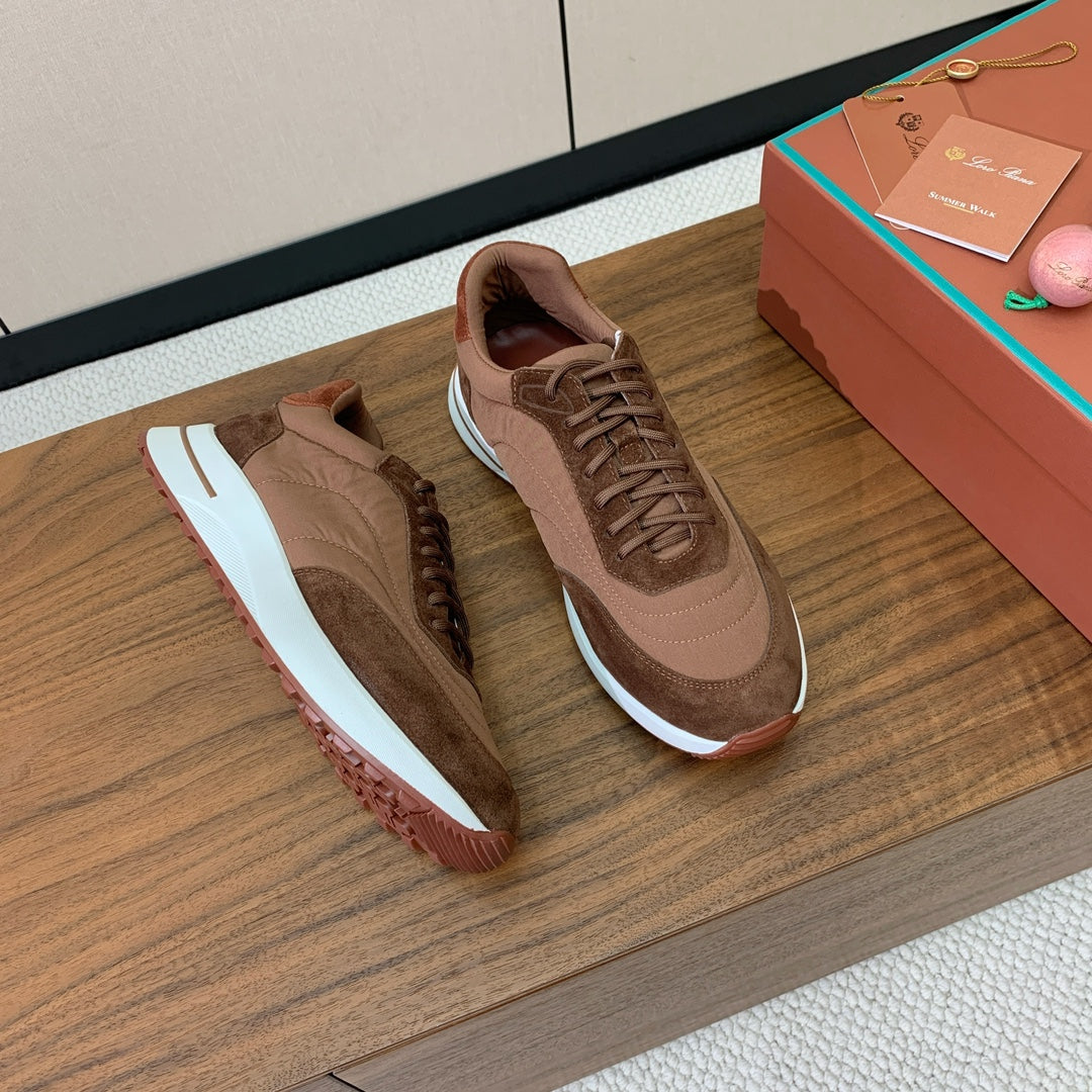 LP Week End Walk Sneaker In Tawny Mix Earth Brown Denim Fabric And Sudede 984389