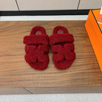 HM Chypre Sandal In Red Lamb Wool 984177