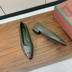 LP Rebecca Ballet Flats In Moss Dark Green Mix Brown Black Cowhide 984357