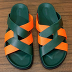 HM Kazimir Sandal Green Orange Frabic Calfskin 294007