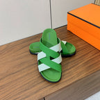 HM Kazimir Sandal Green Gray  Farbic Calfskin 293988