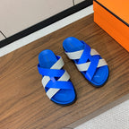 HM Kazimir Sandal Blue Gray Farbic Calfskin 293982
