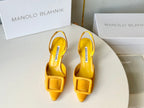 Manolo Slingback 7cm Yellow Suede Leather Bottom 451203