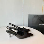 SL BLADE SLINGBACK BLACK SATIN
