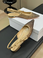 J'Adior Slingback Black Gold-tone Cotton Microbeads
