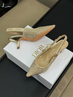 J'Adior Slingback Gold-tone Cotton Microbeads