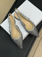 J'Adior Slingback Black Silver-tone Cotton Microbeads