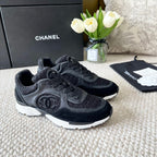 CC SNEAKER IN BLACK WOOL TWEED AND SUEDE