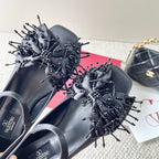 VT 25 Bow Marry Jane Flat Black Silk 345039
