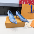 LV 26s  Pointed-Toe High Heels 75 Light Blue Premium Satin 622433