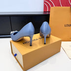 LV 26s  Pointed-Toe High Heels 75 Light Blue Premium Satin 622433