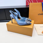 LV 26s  Slingback 95 Light Blue Premium Satin 622436