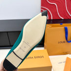 LV 26s Pointed-Toe Ballet Flat Teal Blue Premium Satin 622437