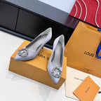 LV 26s  Pointed-Toe High Heels 95 Light Lavender Premium Satin 622444