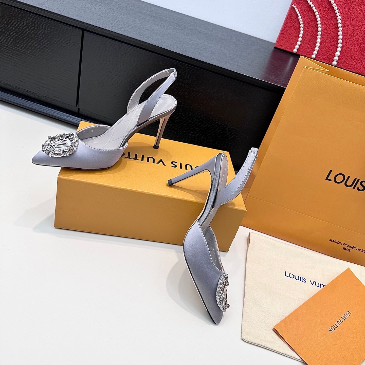 LV 26s Slingback 95 Light Lavender Premium Satin 622445