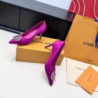 LV 26s  Pointed-Toe High Heels 75 Fuchsia Pink Premium Satin 622448