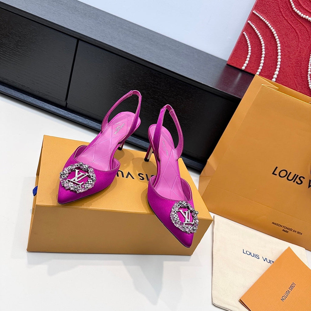 LV 26s Slingback 75 Fuchsia Pink Premium Satin 622451
