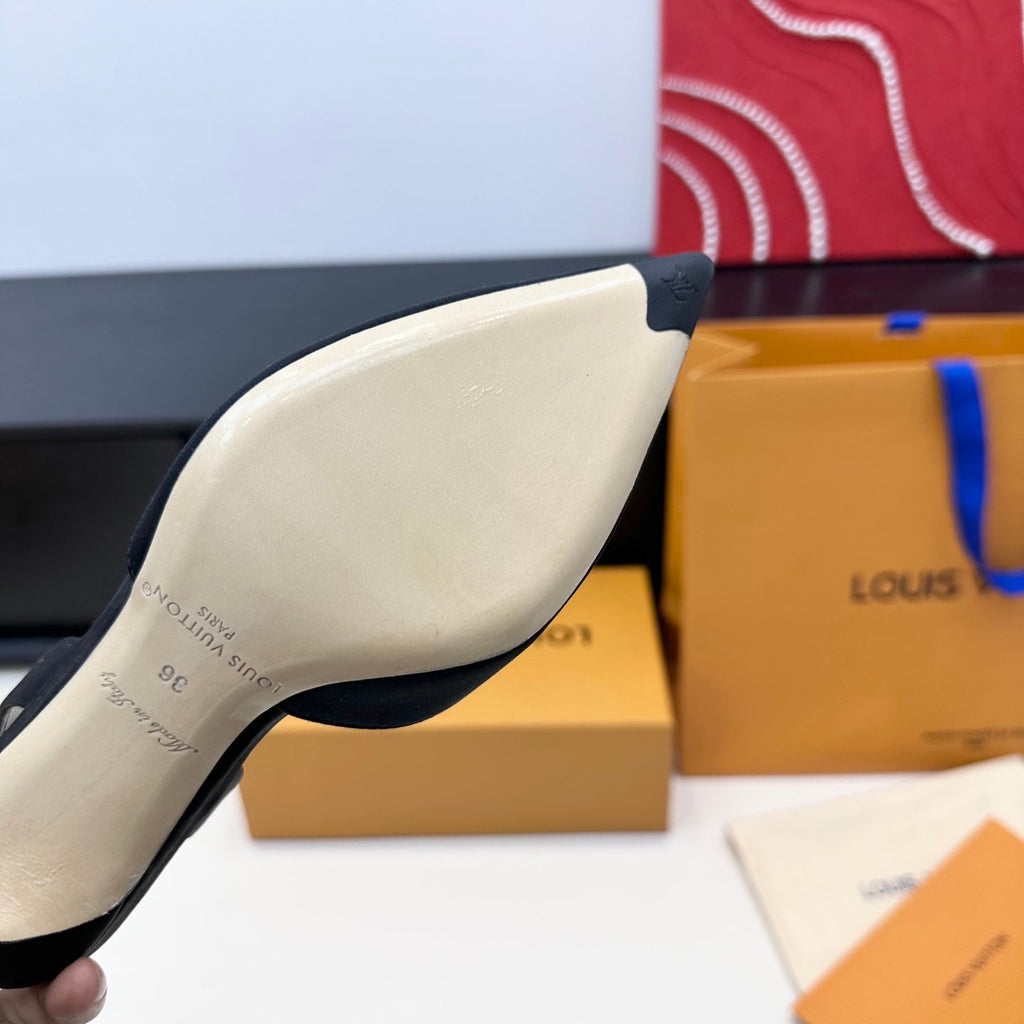 LV 26s Slingback 75 Black Premium Satin 622456