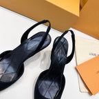 LV 26s Slingback 75 Black Premium Satin 622456