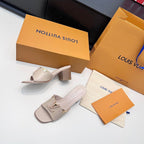 LV 26s High Heels 65 Sandals Light Beige Calfskin 622394
