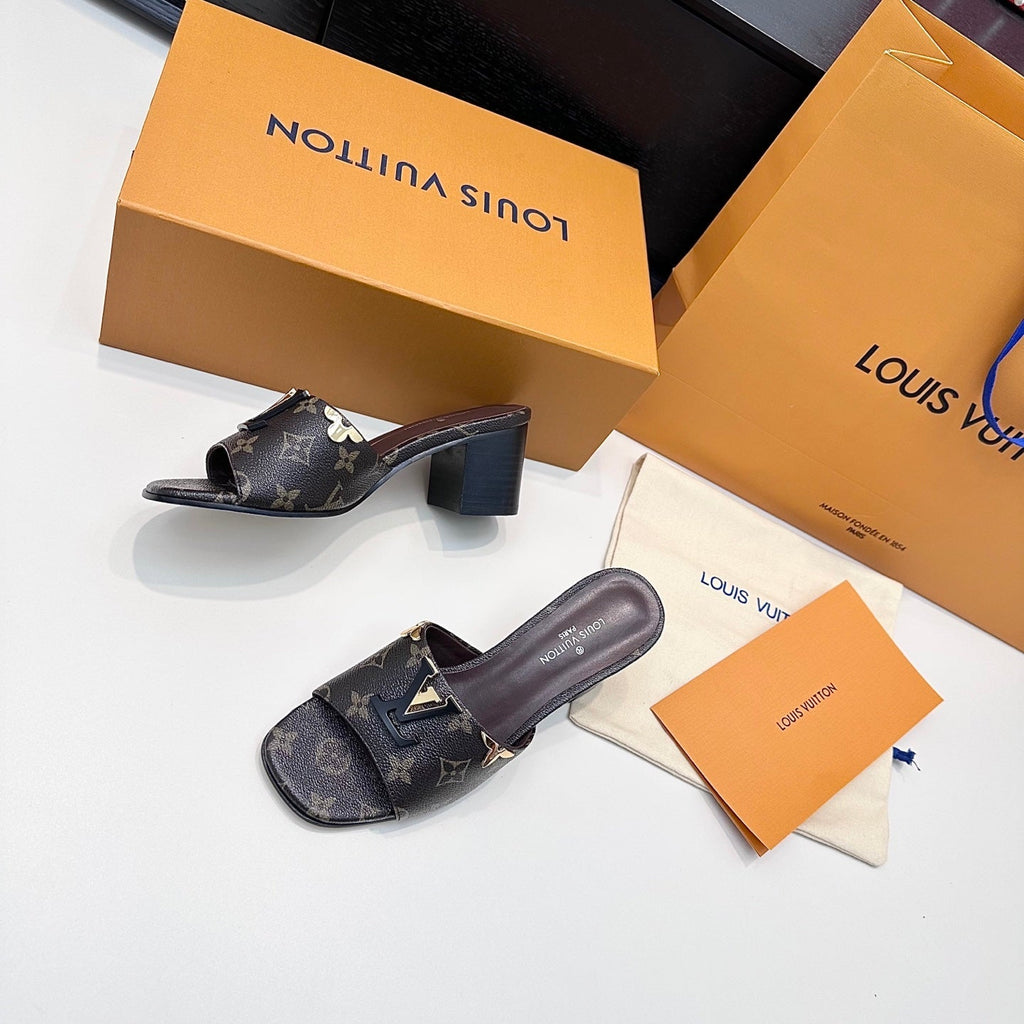 LV 26s High Heels 65 Sandals Dark Brown Calfskin 622392