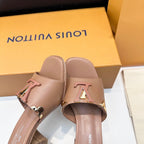 LV 26s High Heels 65 Sandals Light Brown Calfskin 622396