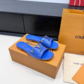 LV 26s V-Buck Sandals Cobalt Blue Calfskin 622401