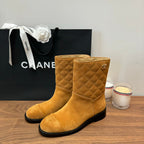CC Short Boots Yellow Quilted Suede