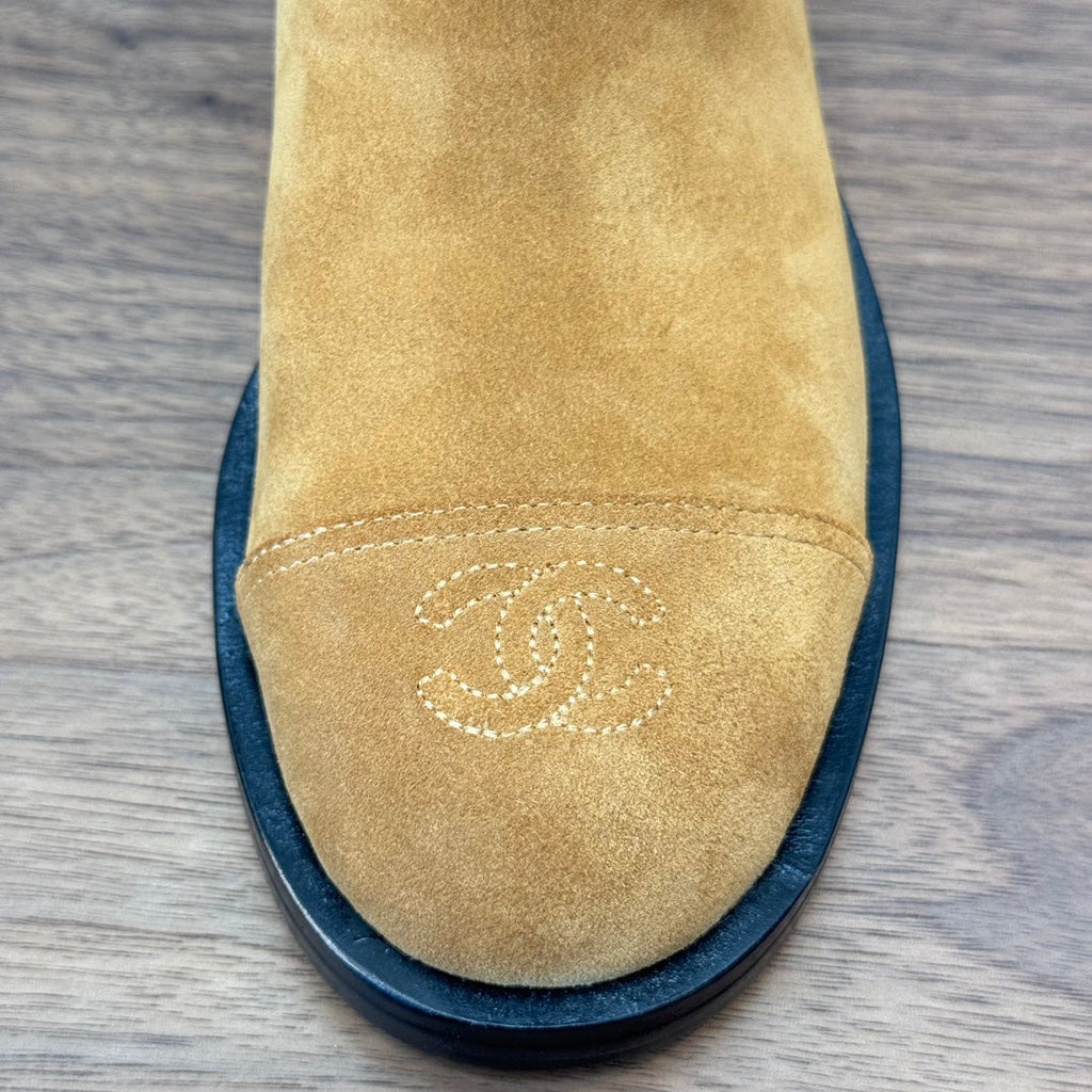 CC Short Boots Yellow Quilted Suede